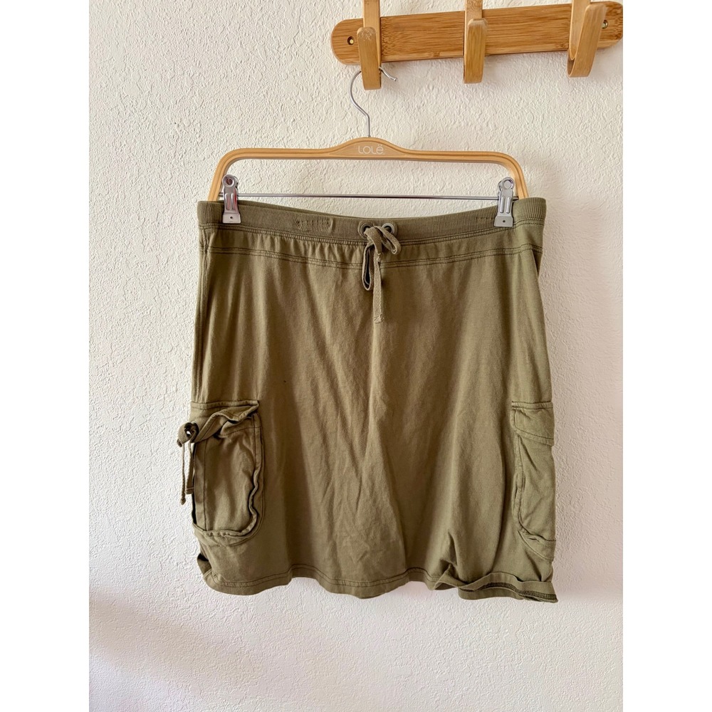 Merona Womens S Olive Green Cotton Cargo Drawstring Utility Mini Skirt